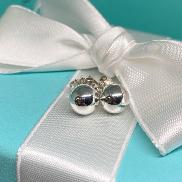 Tiffany & co 8mm hardware ball earring studs 925 silver with box MSRP $325 - Picture 1 of 6